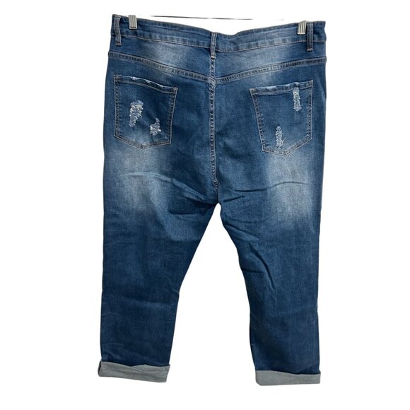 Distressed Blue Jeans Skull Print 3XL Relaxed Fit Trendy Denim Style - Picture 2 of 10